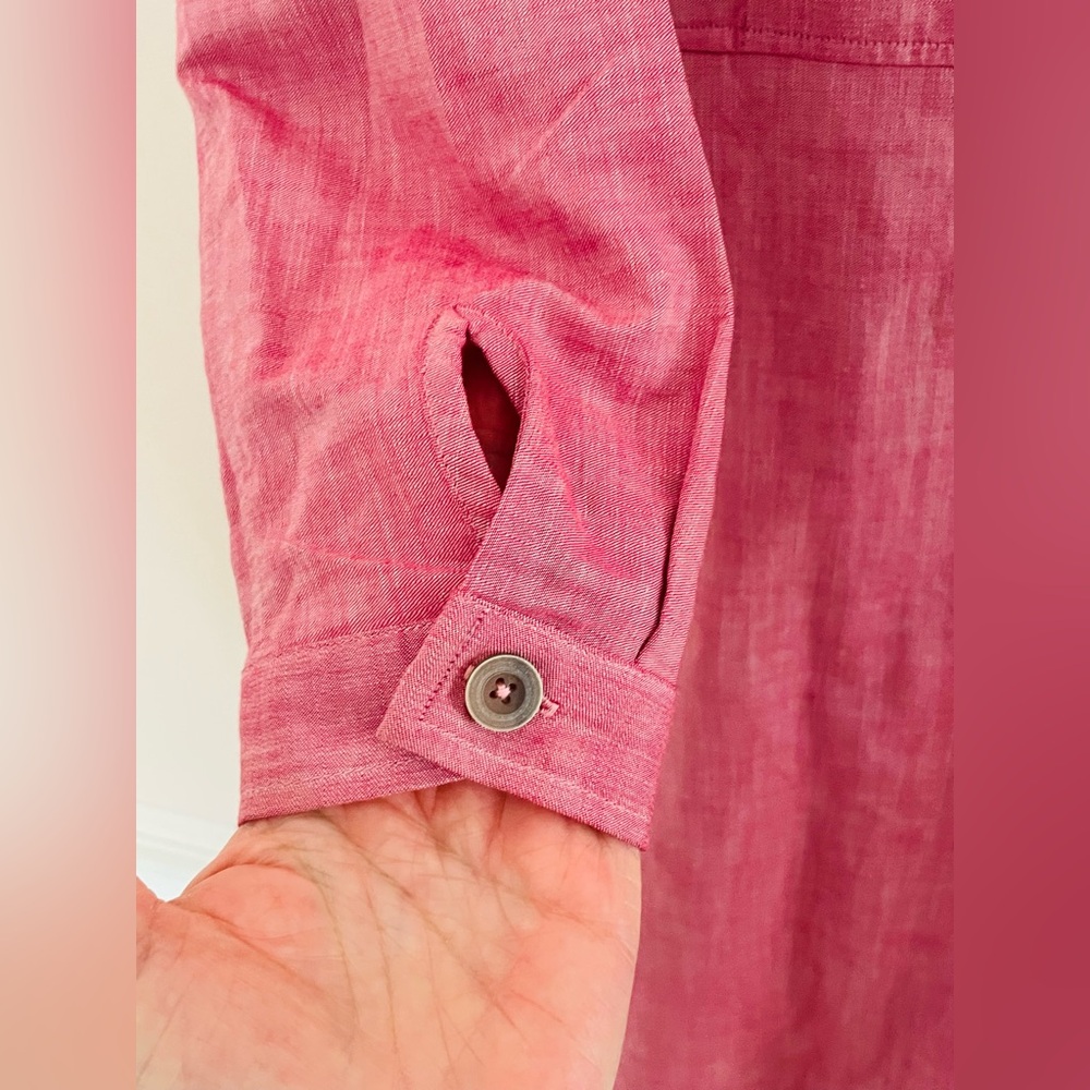 TYLHO For Anthropologie Pink Shirt Dress Long Sleeve Utility Midi w/ Pockets: M - Picture 10 of 12